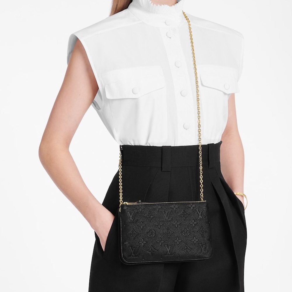 Double Zip Pochette- Monogram Empreinte Leather
